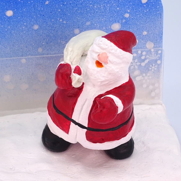 クリスマス　サンタとトナカイと雪だるまの粘土フォト＆メモスタンドS−４ 9枚目の画像
