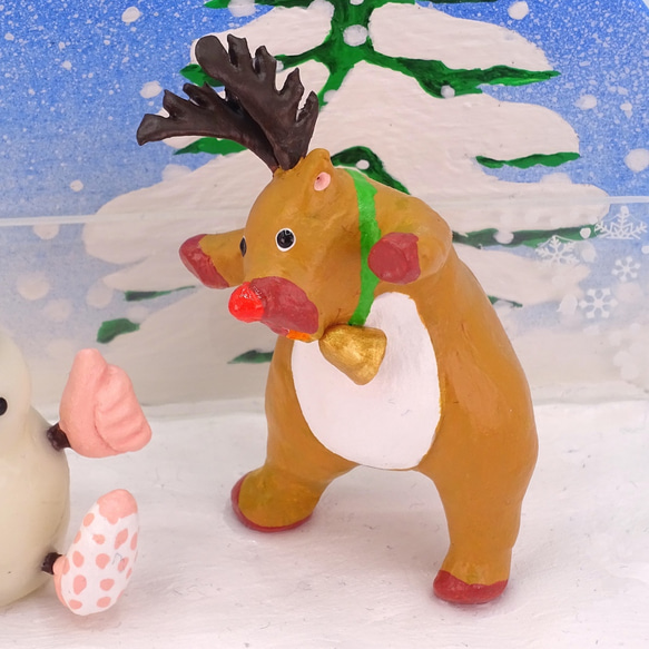 クリスマス　サンタとトナカイと雪だるまの粘土フォト＆メモスタンドS−３ 9枚目の画像