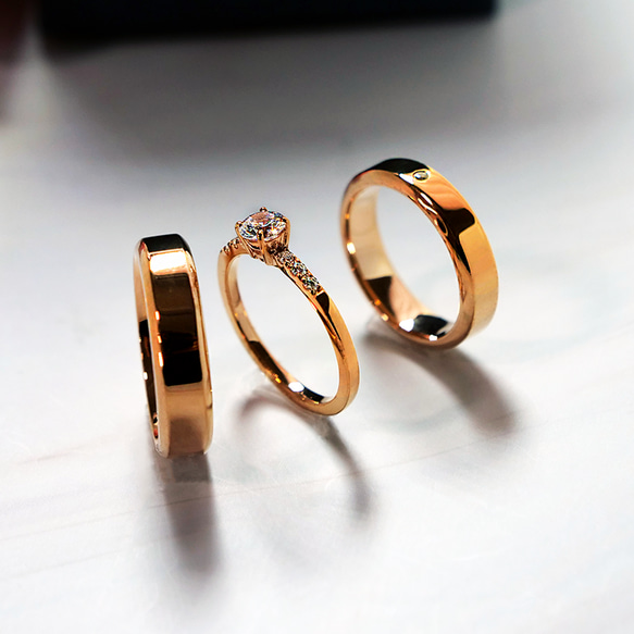 ◇受注制作◇婚約指輪 エンゲージリング セットリング ダイヤモンド モアサナイト モアッサナイト シリーズ003 1枚目の画像