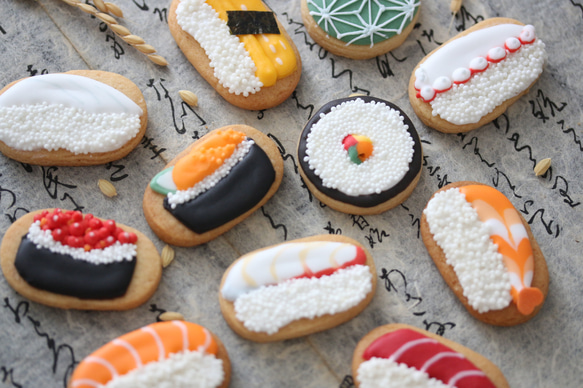 ミニチュアお寿司のアイシンググクッキー<sushi`s icingcookie
