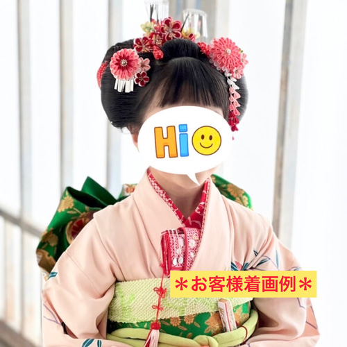 専用です。 日本髪 髪飾り 七五三 3～5歳 (ピンク×クリーム色) 髪飾り 七五三 3歳 5歳 7歳 パッチン留め セット ちりめん