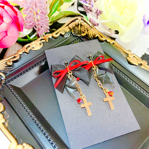 再販★ハロウィン★ブラックリボンと存在感抜群♡ジャックオランタンの大ぶりピアス♡ 再販☆ハロウィン☆ブラックリボンと存在感抜群♡ジャックオランタンの