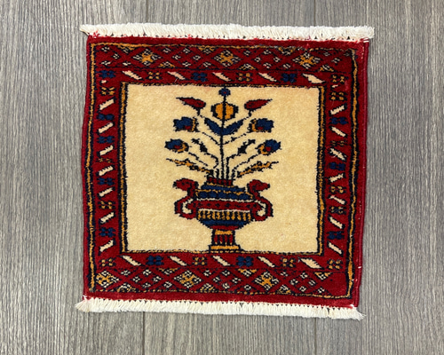 約30cm角パキスタン手織り絨毯 ミニラグ ディスプレイにも カーペット