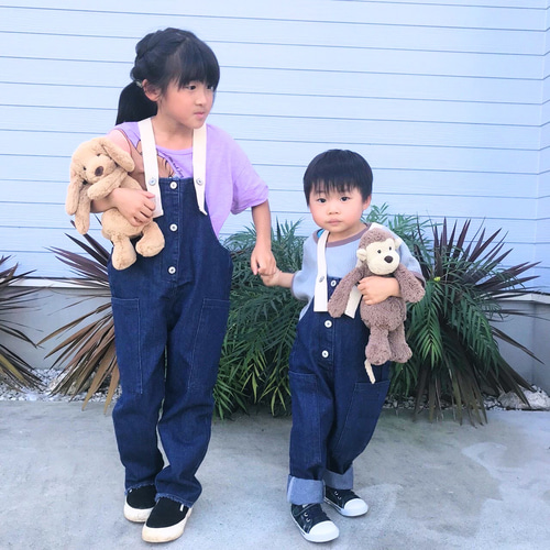 お揃いデニムサロペット 親子 兄弟 姉妹 双子 ペア リンクコーデ ママ 