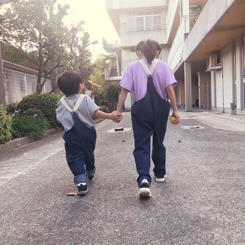 お揃いデニムサロペット 親子 兄弟 姉妹 双子 ペア リンクコーデ ママ 