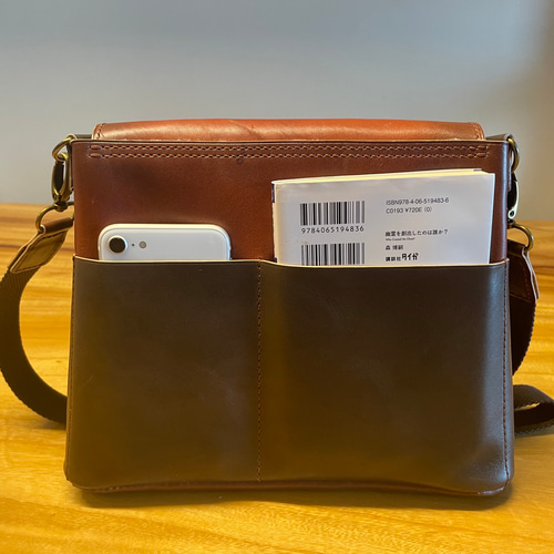 カラーリクエスト可】本革のショルダーバッグ/バイカラー/セミオーダー