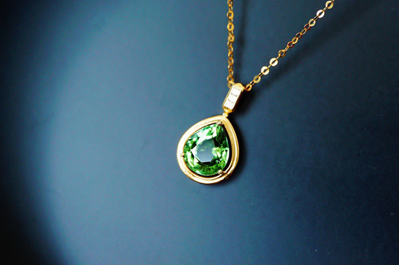 K18YG 天然ダイヤモンドトルマリンペンダントトップ18金