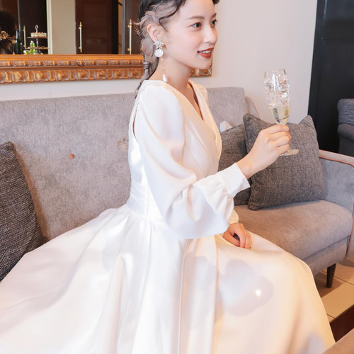 3way ミカドサテン ウェディングドレス 【PLACOLE & DRESSY オリジナル