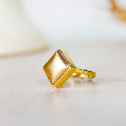 TG-R 美濃焼 金絵付けのタイルリング silver ＋K18コーティング 指輪