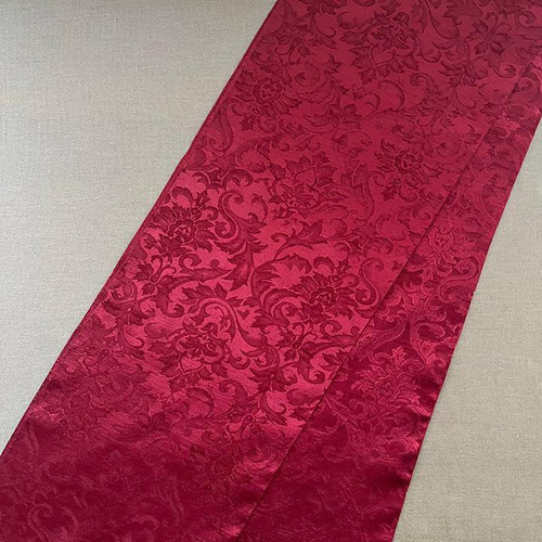 ダマスクの紋織 濃紅(こいくれない) 半衿 ハンドメイド半襟 ボタニカル  