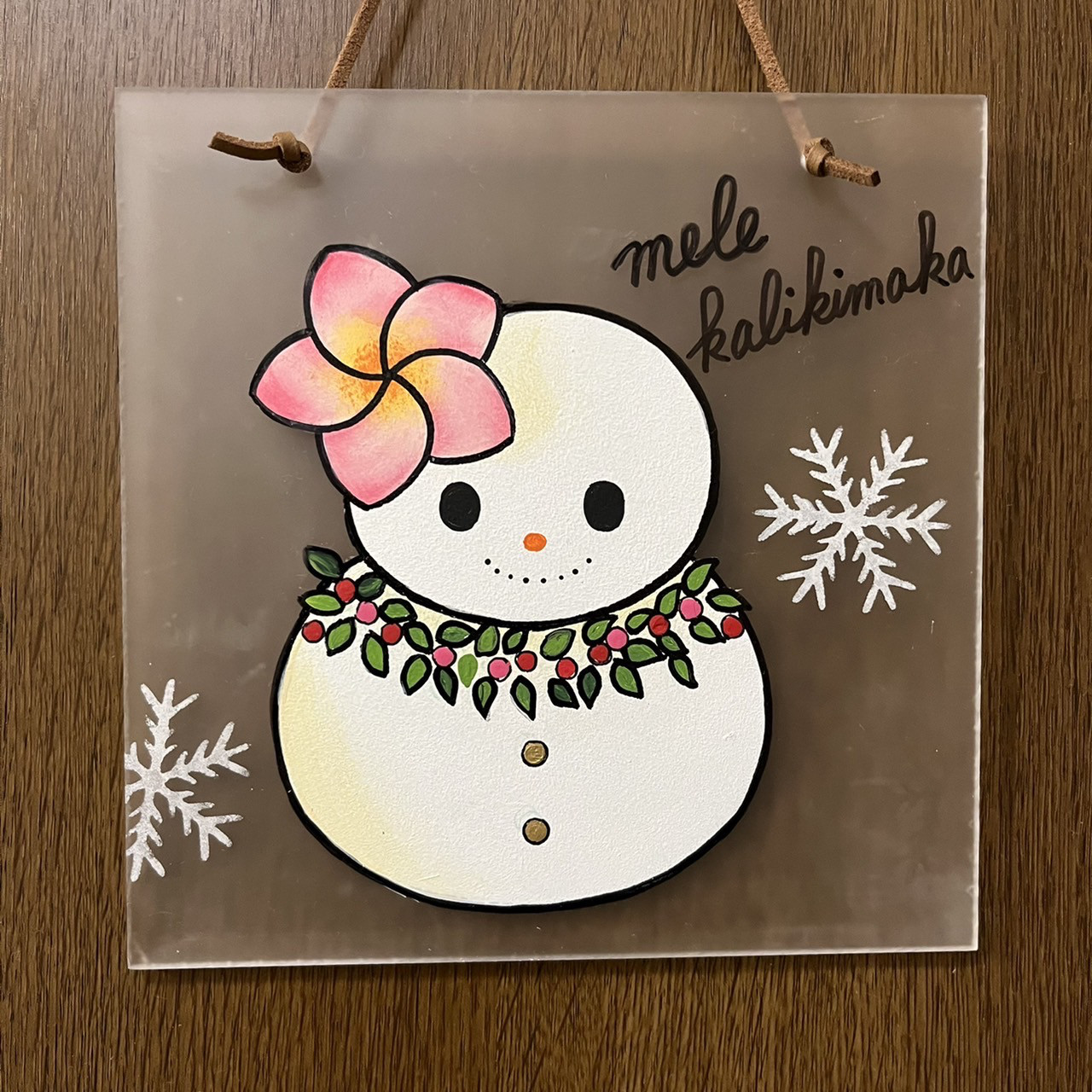 新作】ステンドグラス風ハワイアン クリスマス アクリルプレート 