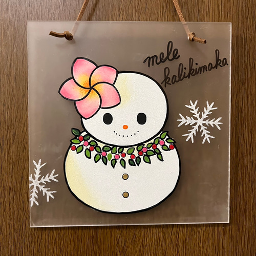 クリスマス ステンドグラス Snowman スノーマン グラスマスターズ社