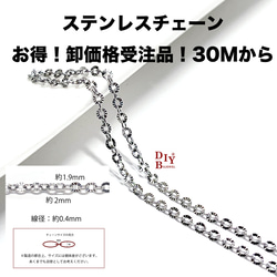 【受注品】【卸価格30M】esco17 約2*1.9mm 線径約0.4mm ギザ小判 ステンレスチェーン 1枚目の画像