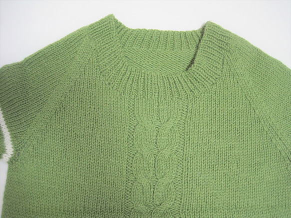 ウール100％　手編みで高品質の半袖セーター　S069 10枚目の画像