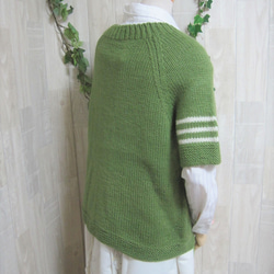 ウール100％　手編みで高品質の半袖セーター　S069 4枚目の画像