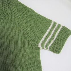 ウール100％　手編みで高品質の半袖セーター　S069 11枚目の画像