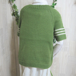 ウール100％　手編みで高品質の半袖セーター　S069 5枚目の画像