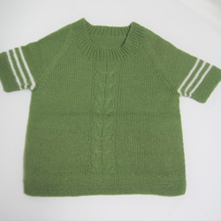 ウール100％　手編みで高品質の半袖セーター　S069 9枚目の画像