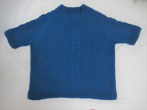 ウール100％　手編みで高品質の半袖セーター　S072 8枚目の画像