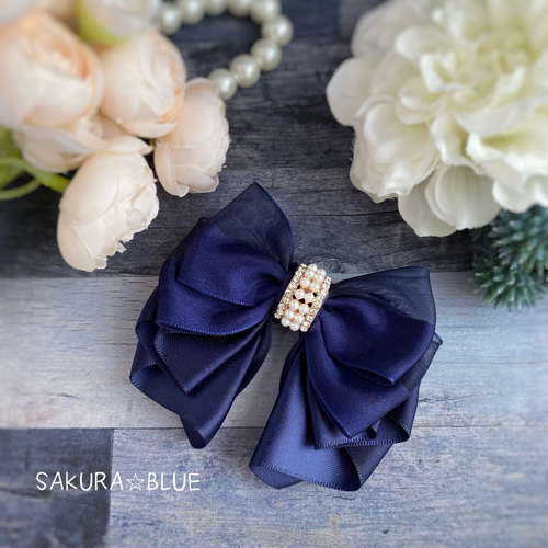 leticia ribbon•*¨*•.¸¸☆*・ﾟ オーガンジー×サテンリボンのヘアアクセ  