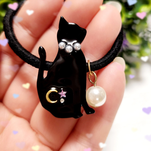 レジンヘアゴム、新作ヴィンテージ猫ちゃん達と女の子 猫 - ヘアゴムの