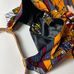 African print × Real leather Folding bag  / money&birds 4枚目の画像