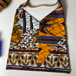 African print × Real leather Folding bag  / money&birds 2枚目の画像