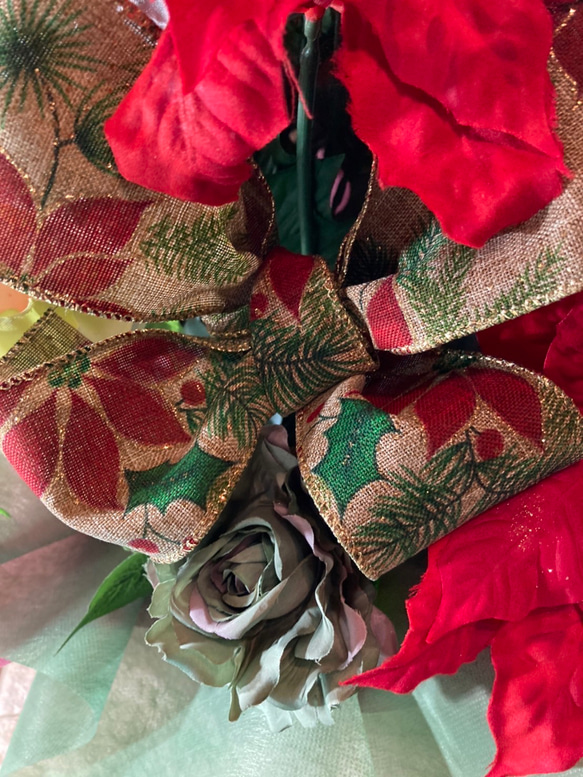 光触媒人工観葉植物ウォールグリーンフェイクフラワーハンドメイド　クリスマスポインセチア 7枚目の画像