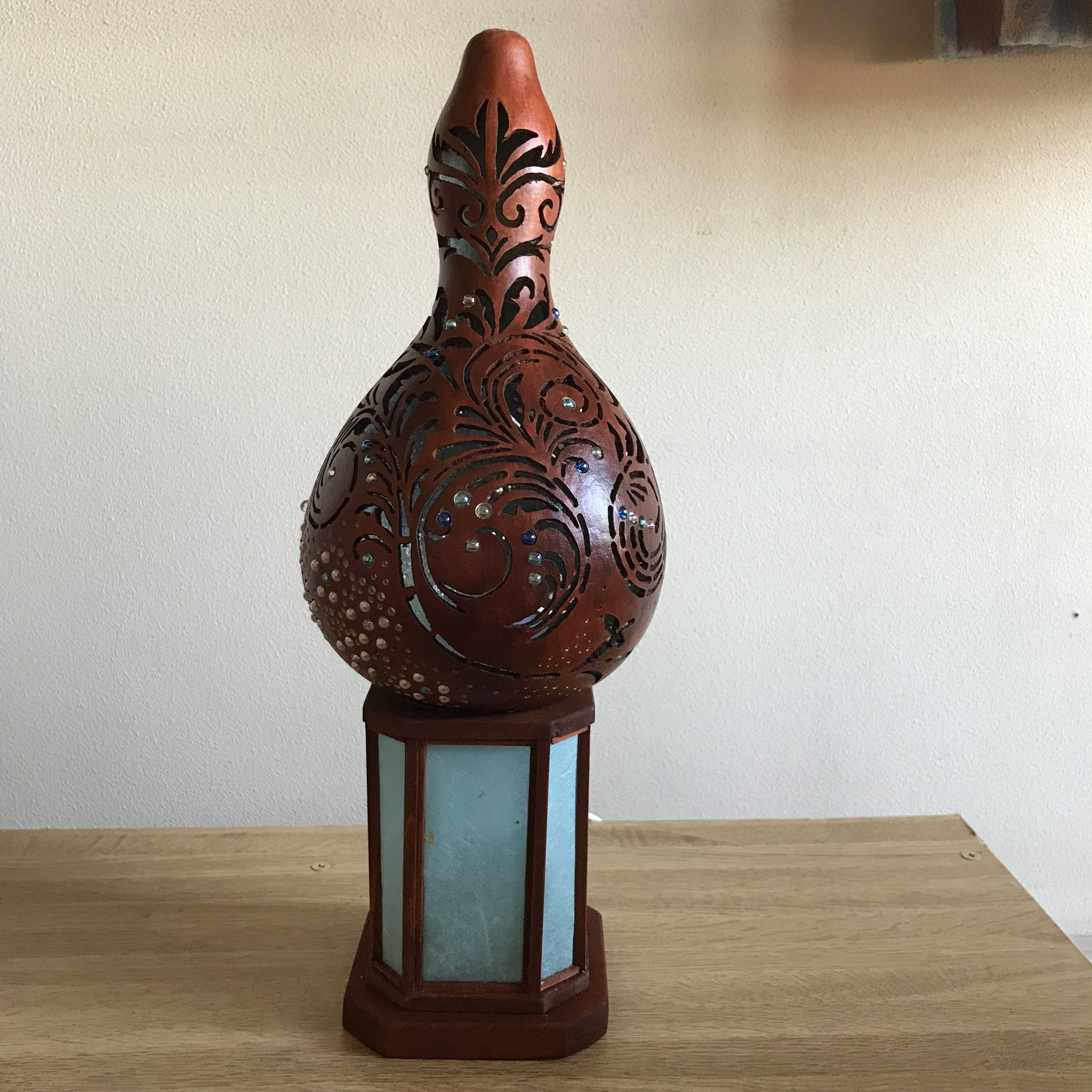 【ハンドメイド】ひょうたんランプ 唐草模様