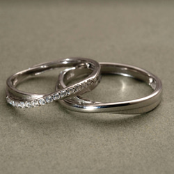 Pair Ring  Wave Cross Ring Crystal フリーサイズ 10枚目の画像