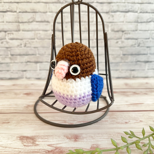 ボタンインコペア　編みぐるみ　チェーン 再販】あみぐるみ☆ボタンインコペア あみぐるみ たま編み屋