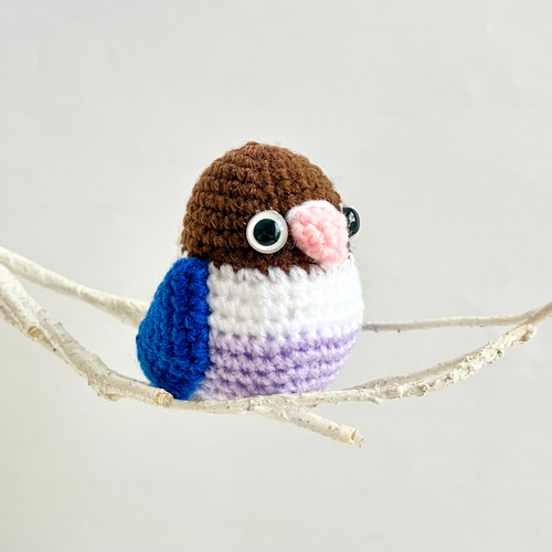 ボタンインコ（バイオレット）あみぐるみ：かわいい小鳥 あみぐるみ