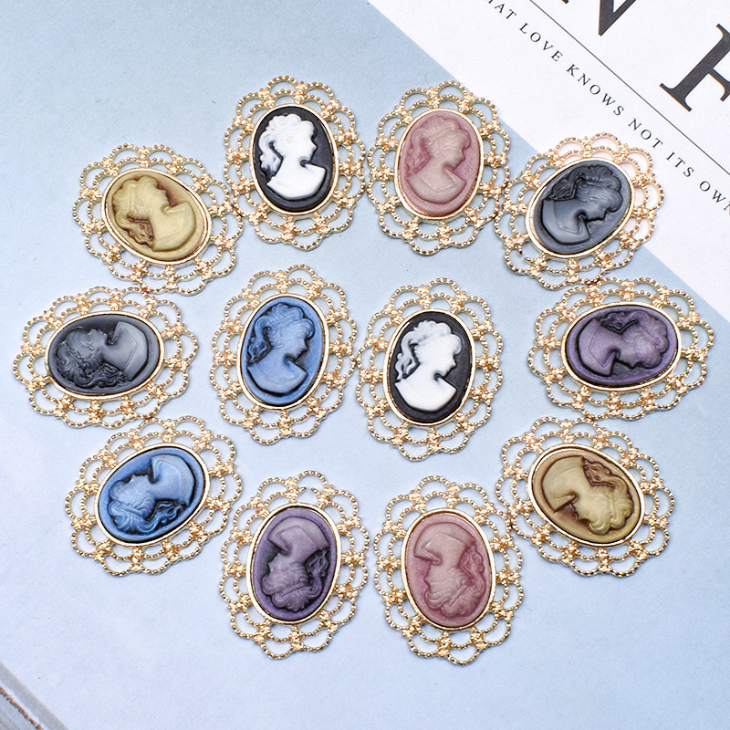 希少シェルカメオヴィンテージペンダント CAMEO作者サイン有り 貴婦人横顔