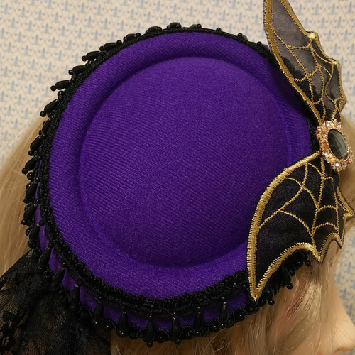 Vampire Jewel トークハット パープル◇ベール ハロウィン 蝙蝠