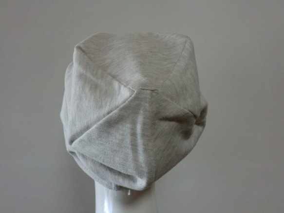 おしゃれな肌にやさしい綿帽子　杢糸　生成り　ニットデニム調 3枚目の画像