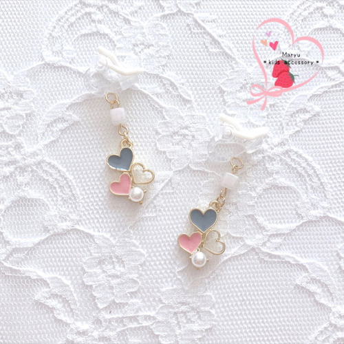 ハートとパール✧︎*。キッズイヤリング(キッズ・キッズアクセサリー 