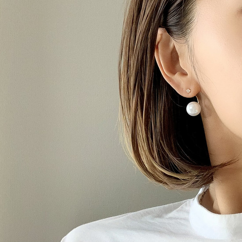 e.m. 両耳セット 両面埋め込みジルコニアピアス