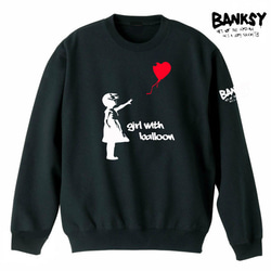 【M～2XL】バンクシー8.4oz★風船と少女袖プリントトレーナー男女兼用banksy送料無料・新品 2枚目の画像