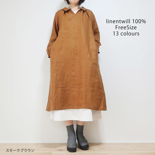 冬支度におすすめ❣️襟付きスモックワンピース（フリー／全11色 
