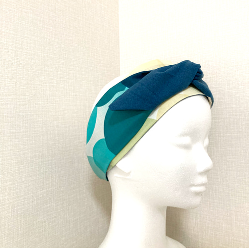 リバーシブルリボンターバン 】グラデーションドット 紐状ヘアバンド 