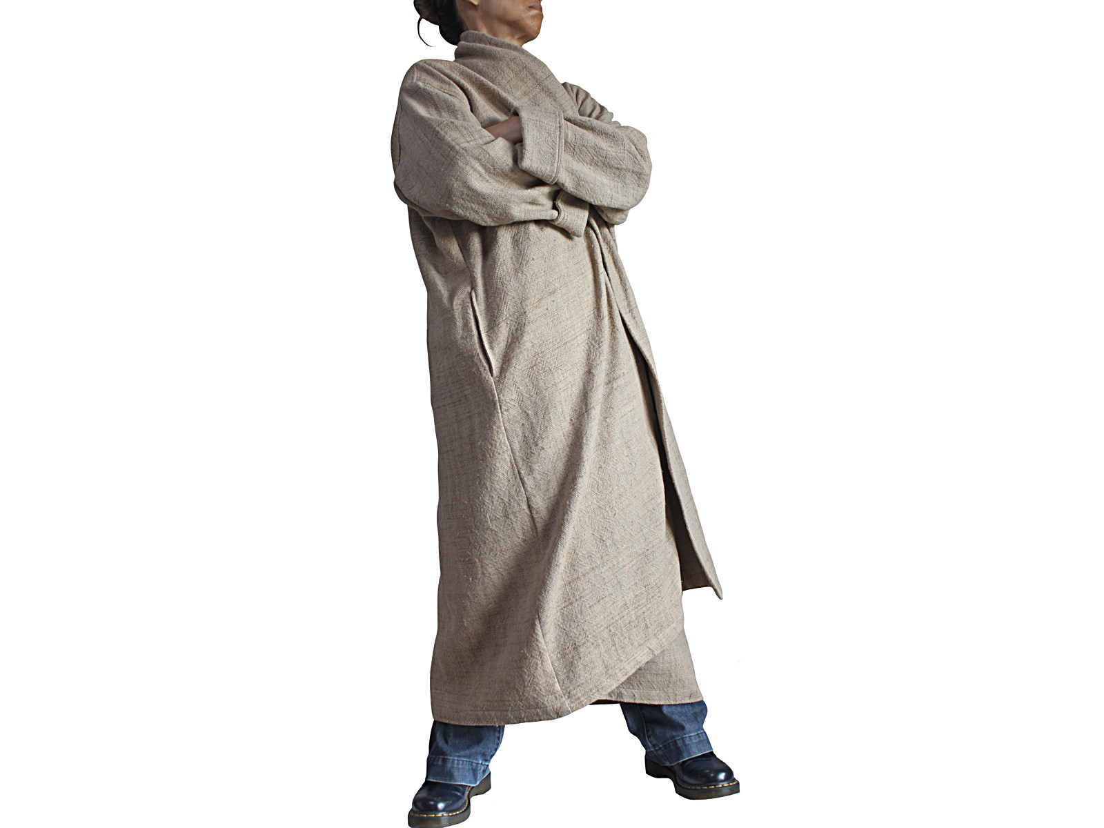 ざっくりジョムトン手織り綿草木染めローブコート（JFS-170-02）