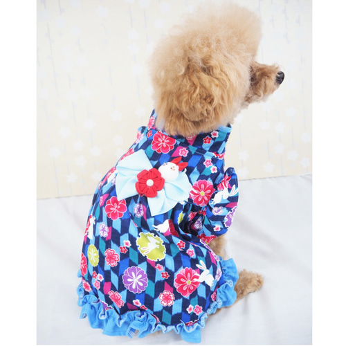 ワンピース ドレス 和柄 和装 着物風 ドックウェア 犬用 服 犬服 犬の
