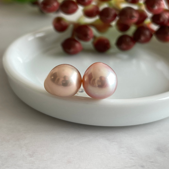 14kgf 8mm baroque pearl stud Earrings 第1張的照片