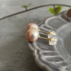 14kgf 8mm baroque pearl stud Earrings 第2張的照片