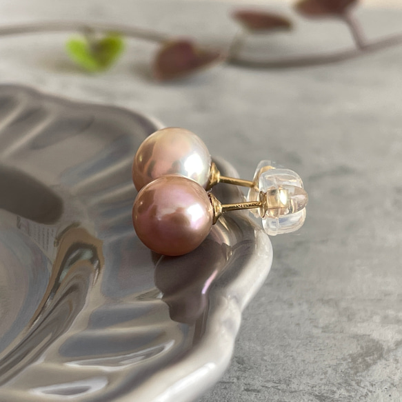14kgf 8mm baroque pearl stud Earrings 第10張的照片