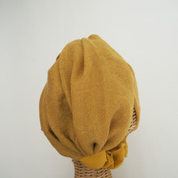 寬發頭巾（結）☆羊毛紗芥末黃 第5張的照片