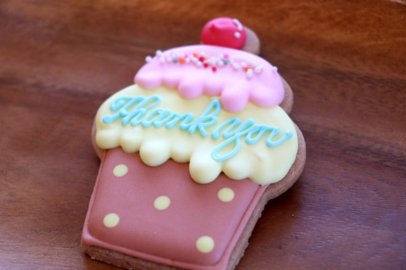 カップケーキ Thank you （ストライプ/ドット） アイシングクッキー 4枚目の画像