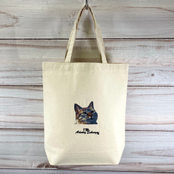 猫フォトグラフ刺繍 キャンバスコットントートバッグ/エコバッグ 8枚目の画像