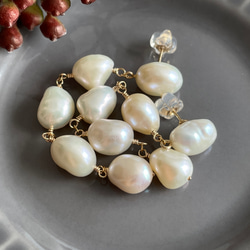 14kgf baroque pearl stud long Earrings 第7張的照片