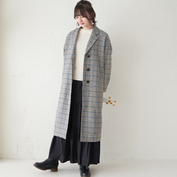 Morino Gakko Morino Gakko [M 碼] 保暖長版羊毛大衣（千鳥格紋） Wool Chesterco 第18張的照片